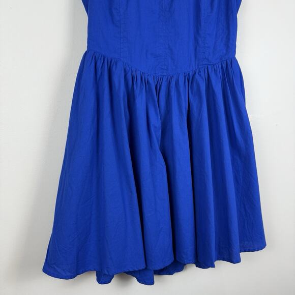 Lele Pierce Mini Dress Large Blue Scoop Neck Open Back Bow Summer Party NWT - Picture 3 of 10
